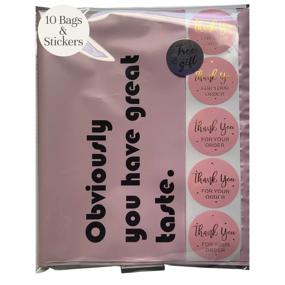 10x13 Poly Mailer Bags with Handles 10pk Pink Boutique Shipping Supplies New